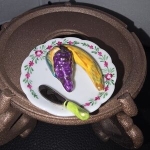 Colorful Ceramic Fruit and Knife Set